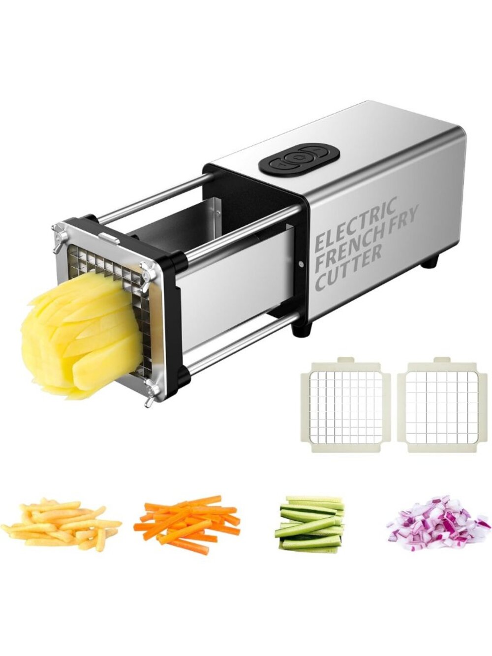 Electric Potato Cutter with Interchangeable Blades - Automatic French Fry Slicer